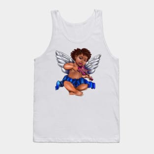 Black Angel playing the violin - Serene sun kissed curly haired Baby cherub angel classical art Tank Top